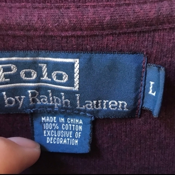 Polo Ralph Lauren Mens Purple 1/4 Zip Pullover Green Embroidered Logo Men Large - Picture 10 of 12